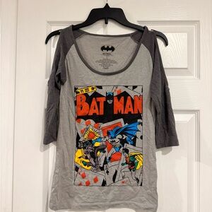 DC Comics Batman Gray Cut Out Shoulders Tee